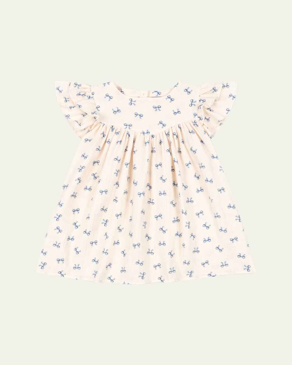 Girl's Coco Bow-Print Dress, Size 9M-10